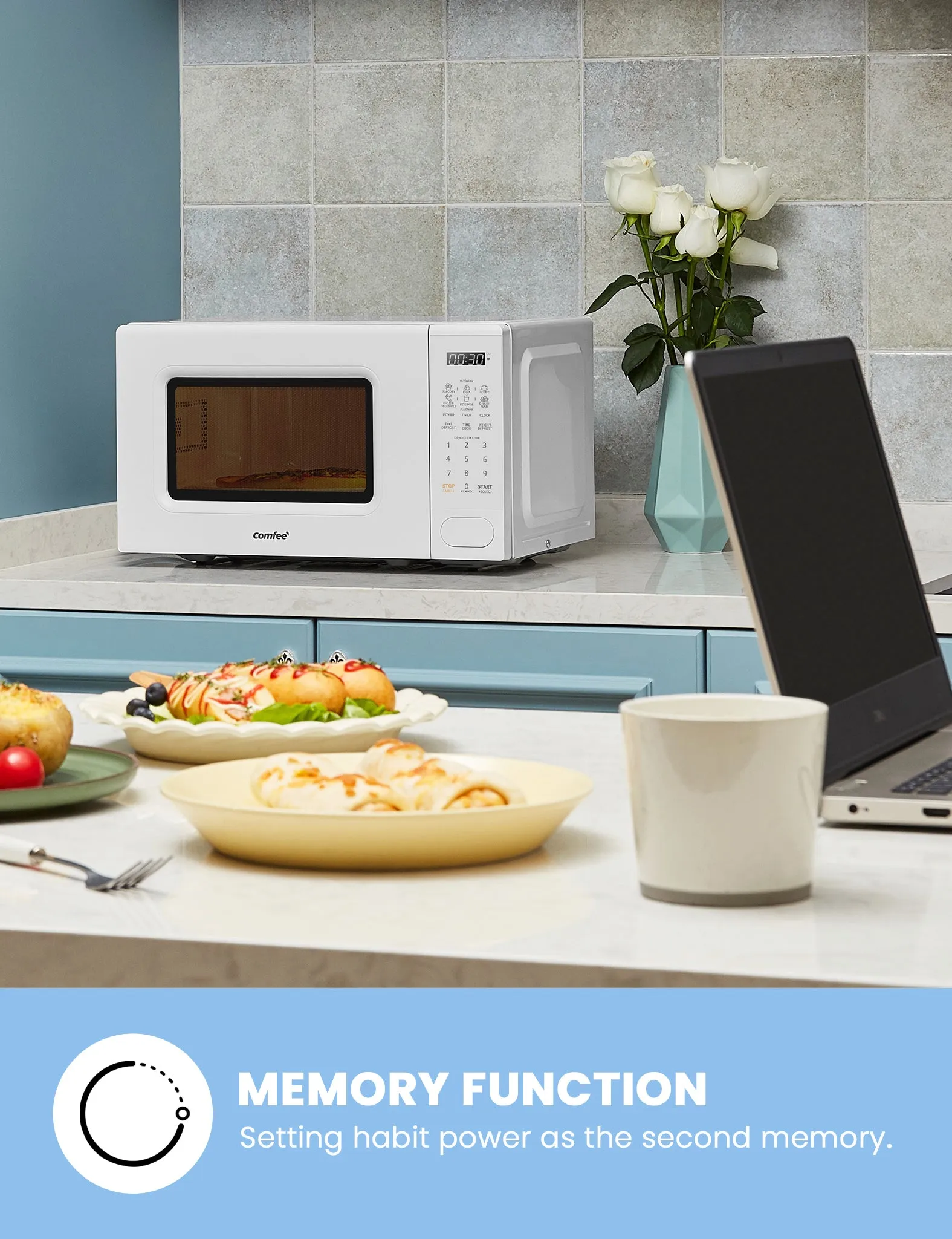 0.7 Cu.ft Retro Countertop Microwave - White