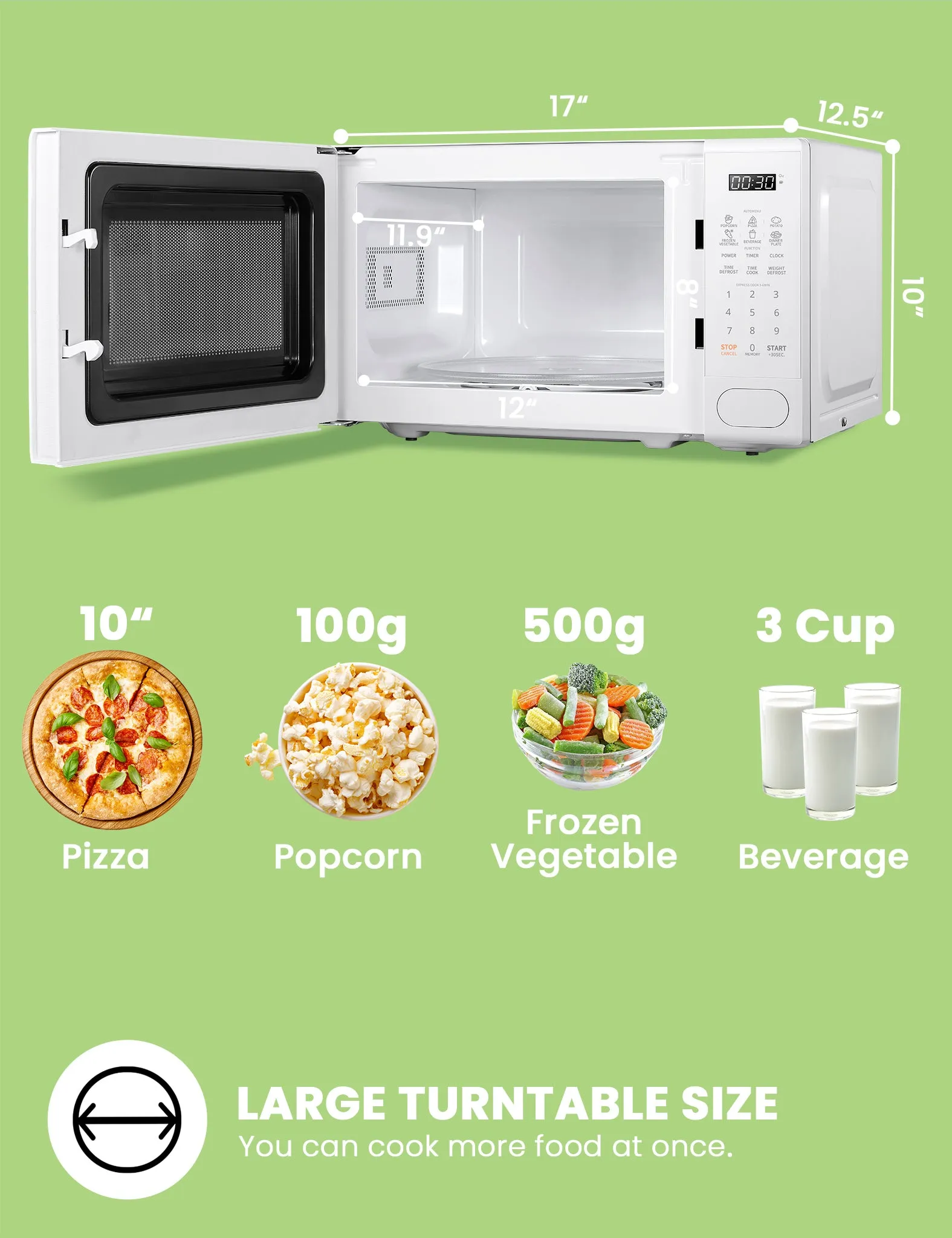 0.7 Cu.ft Retro Countertop Microwave - White