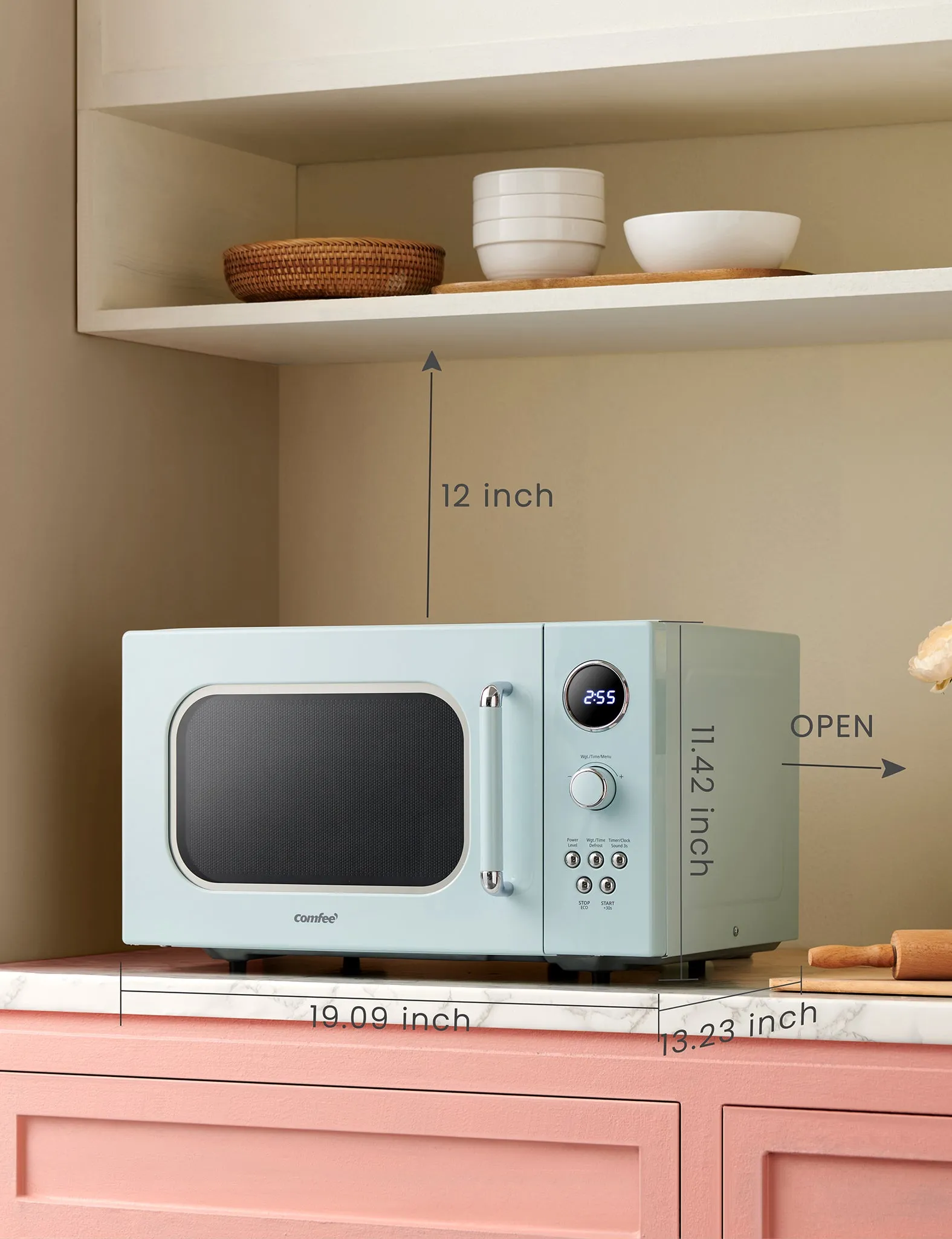 0.9 Cu.ft Retro Microwave Oven - Green