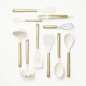 10pc Stainless Steel/Nylon Kitchen Utensil Set Champagne - Figmint