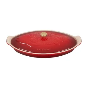 1.7-Quart Fish Baker with Gold Knob - Cerise