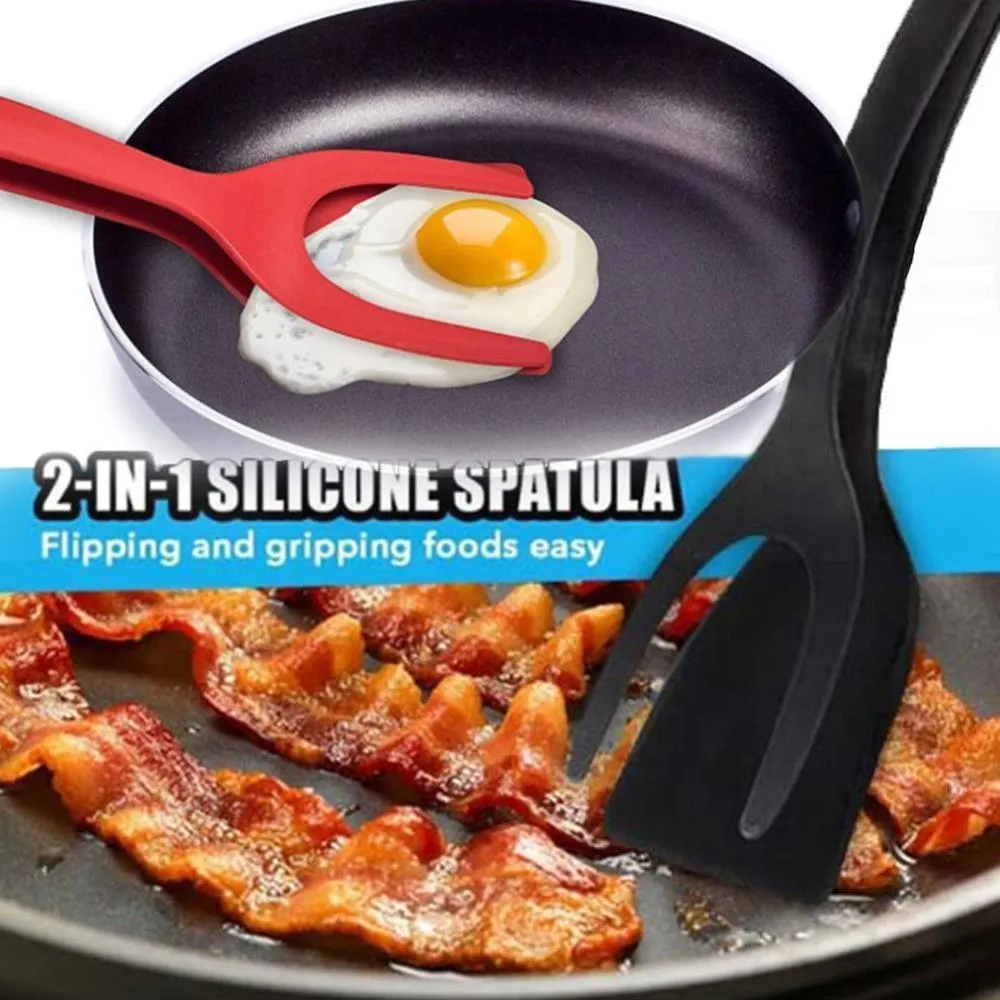 2 in 1 Grip and Flip Tongs, Egg Spatula & Tongs, Clamp Pancakes, Fried Egg, French Toast, and Omelet, etc...  Kitchen Accessories