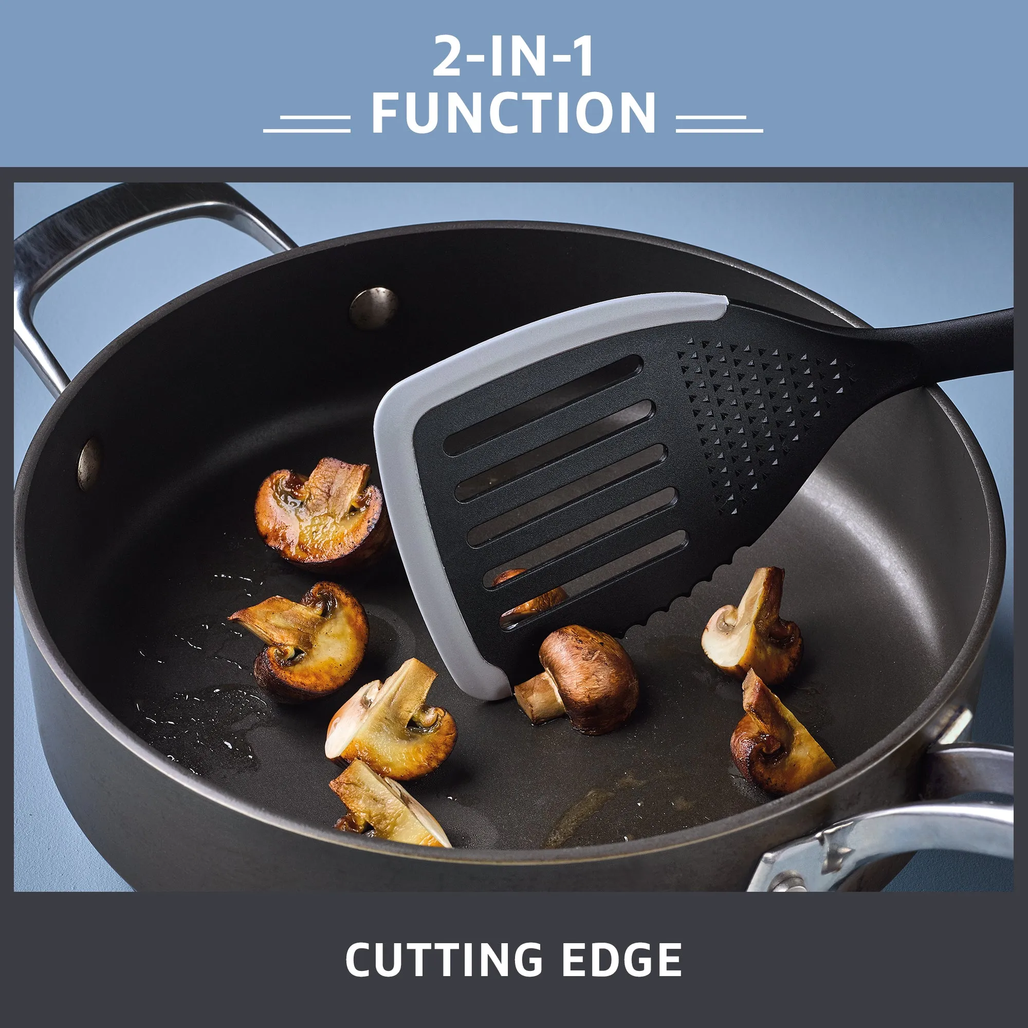 2-in-1 Kitchen Utensil - Slotted Turner with Serrated Edge