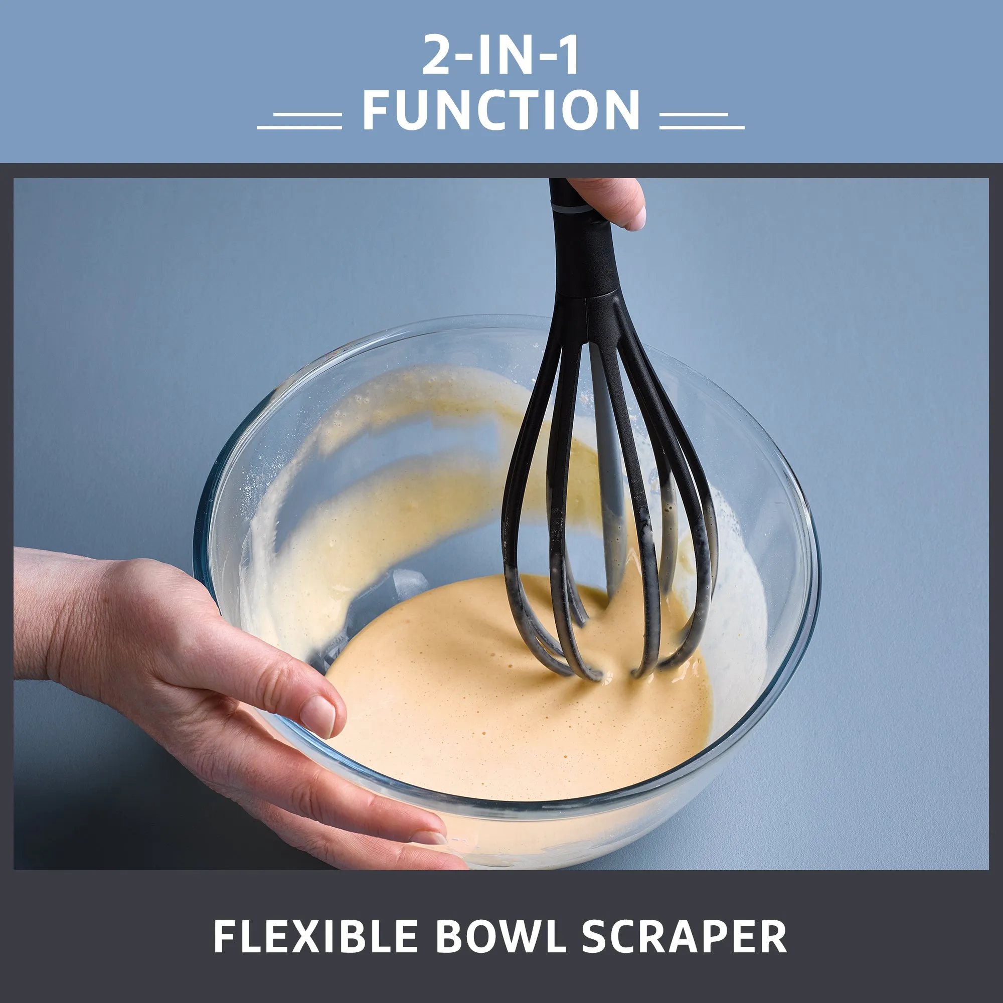 2-in-1 Kitchen Utensil - Whisk with Silicone Edge