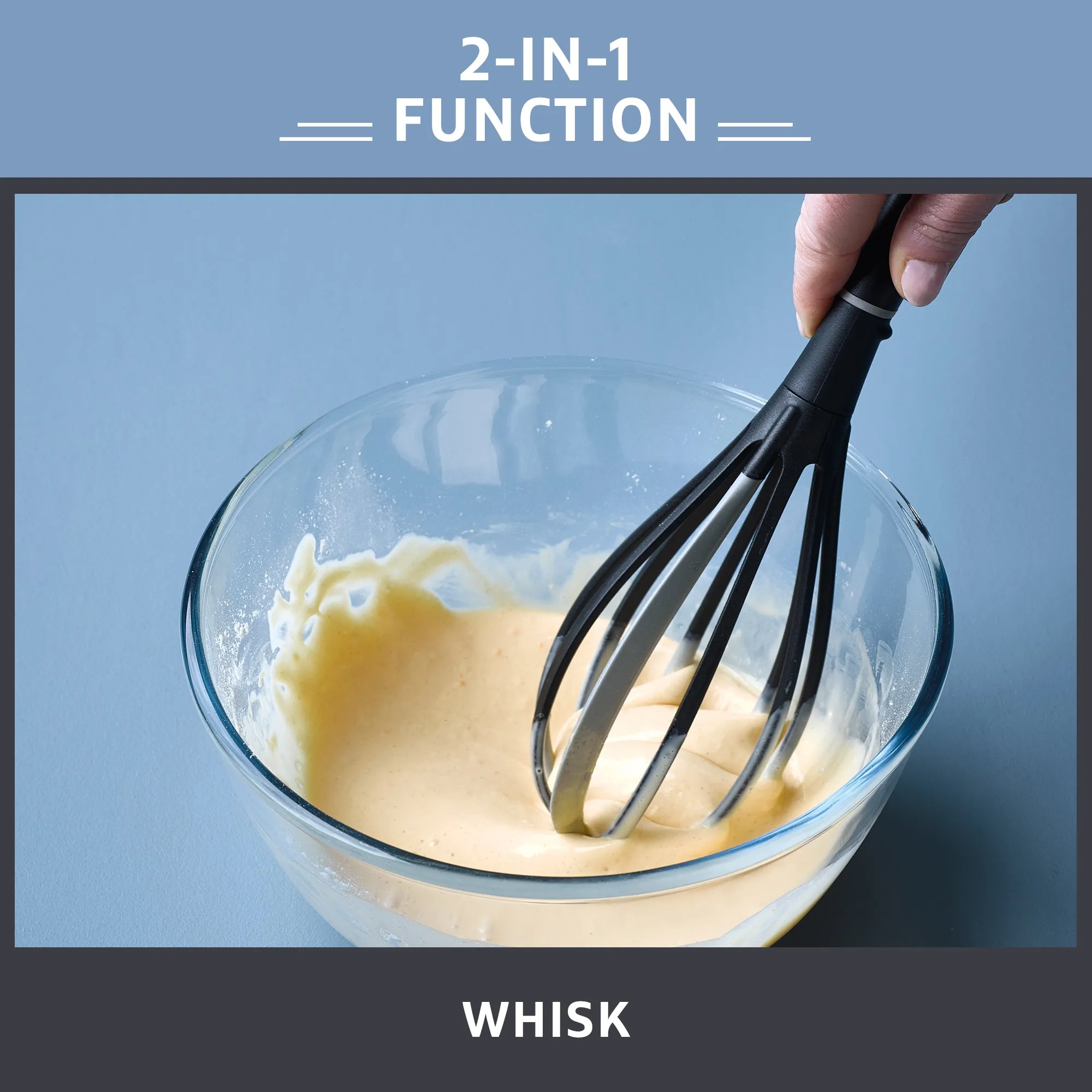 2-in-1 Kitchen Utensil - Whisk with Silicone Edge