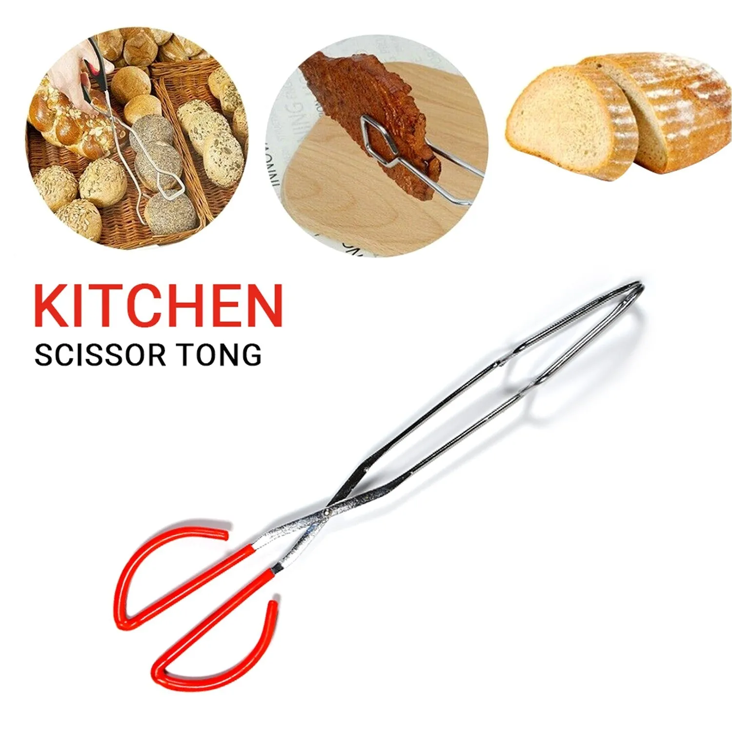 2984 Kitchen Baking BBQ Heat Resistant Cooking Food Clip with Silicone Tips Tongs , Pack of 1