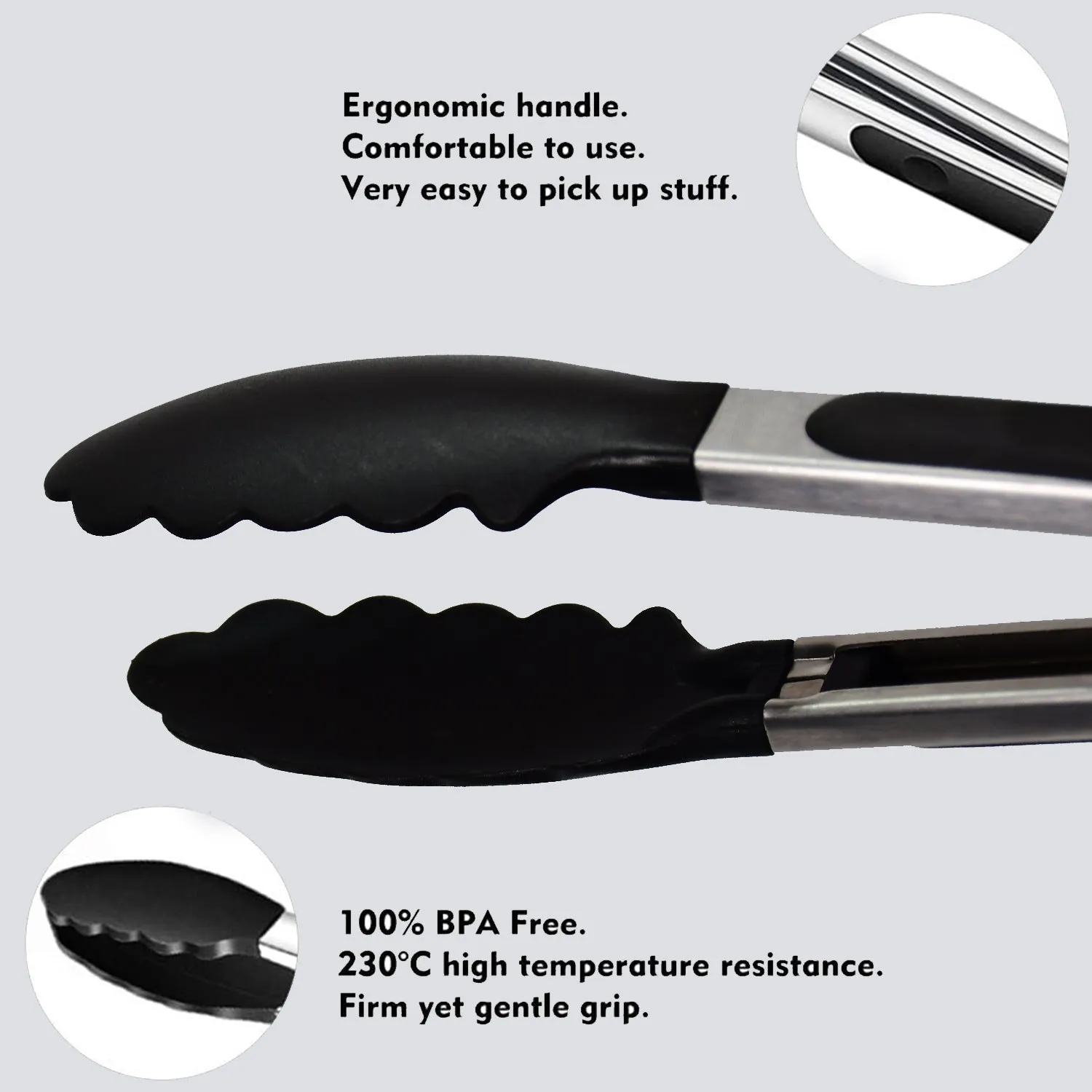 2987 Kitchen Baking BBQ Heat Resistant Cooking Food Clip with Silicone Tips Tongs , Pack of 1pc