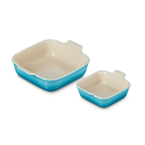 2pc Heritage Stoneware Square Baking Dish Set, Caribbean