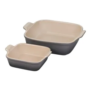 2pc Heritage Stoneware Square Baking Dish Set, Oyster