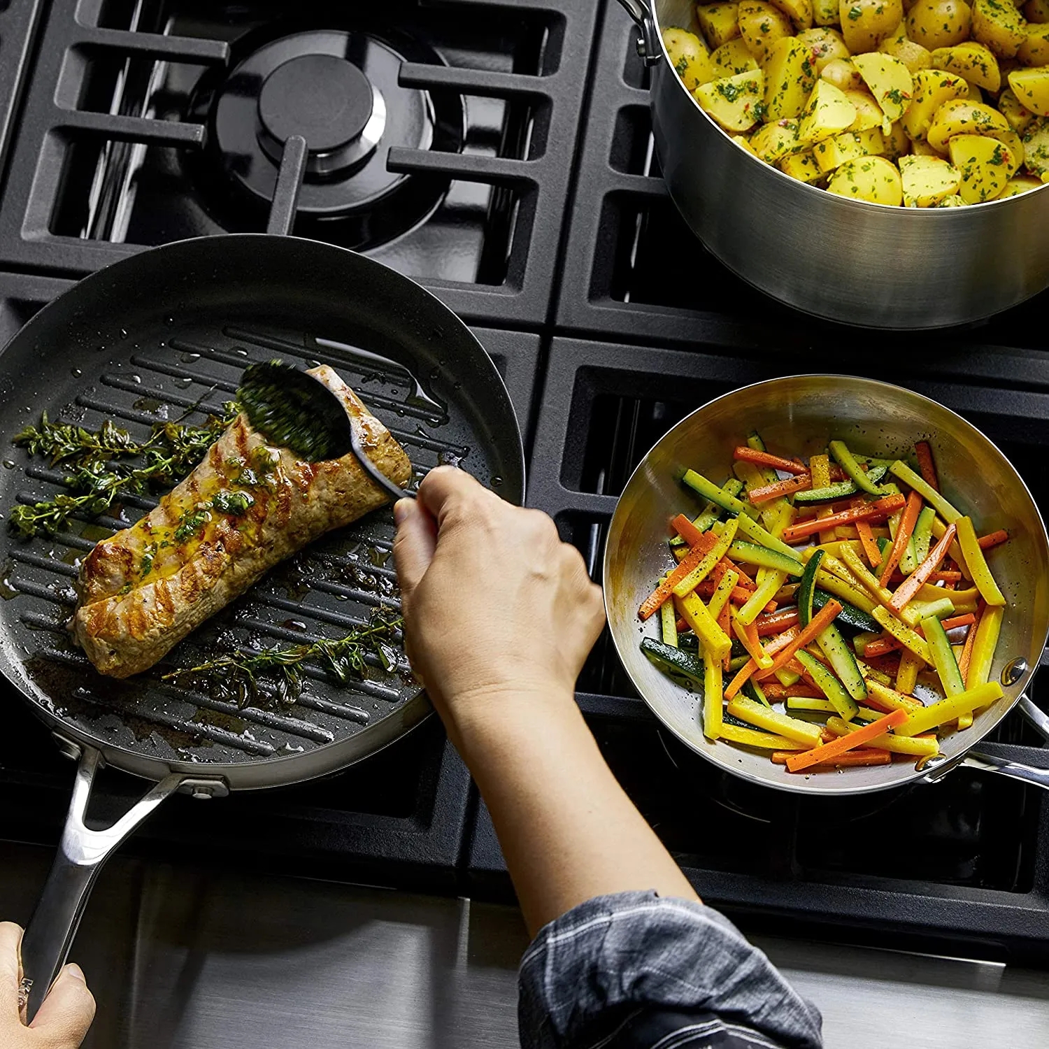 3-Ply Base Stainless Steel Cookware Pots and Pans