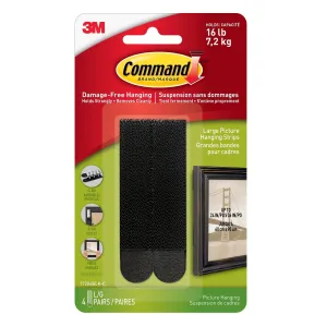 3M Command Picture Hanging Strips, Large, 4 Sets, Black