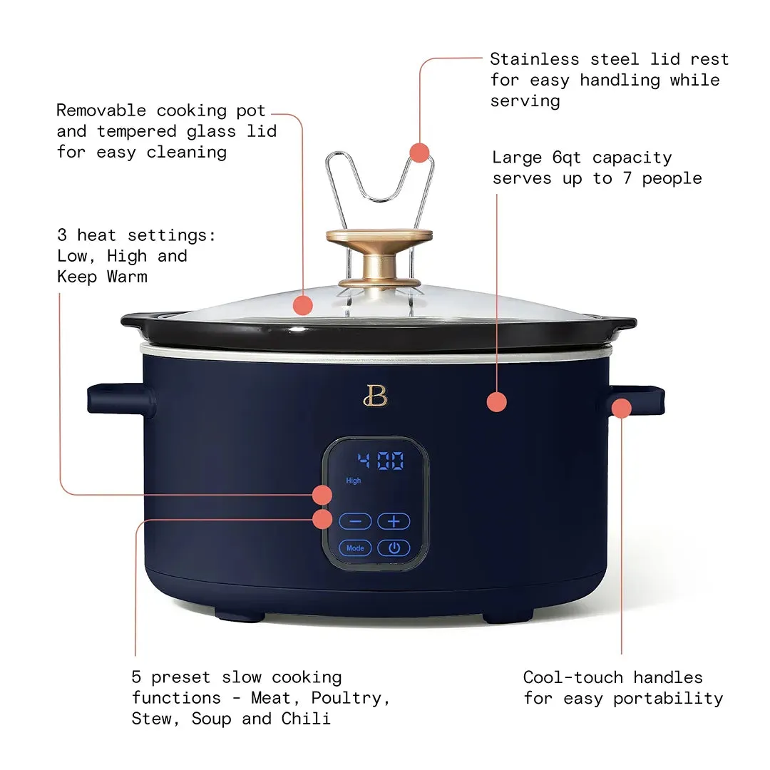 6 Qt Programmable Slow Cooker, Starry Night by Drew Barrymore, Blue (See Description)