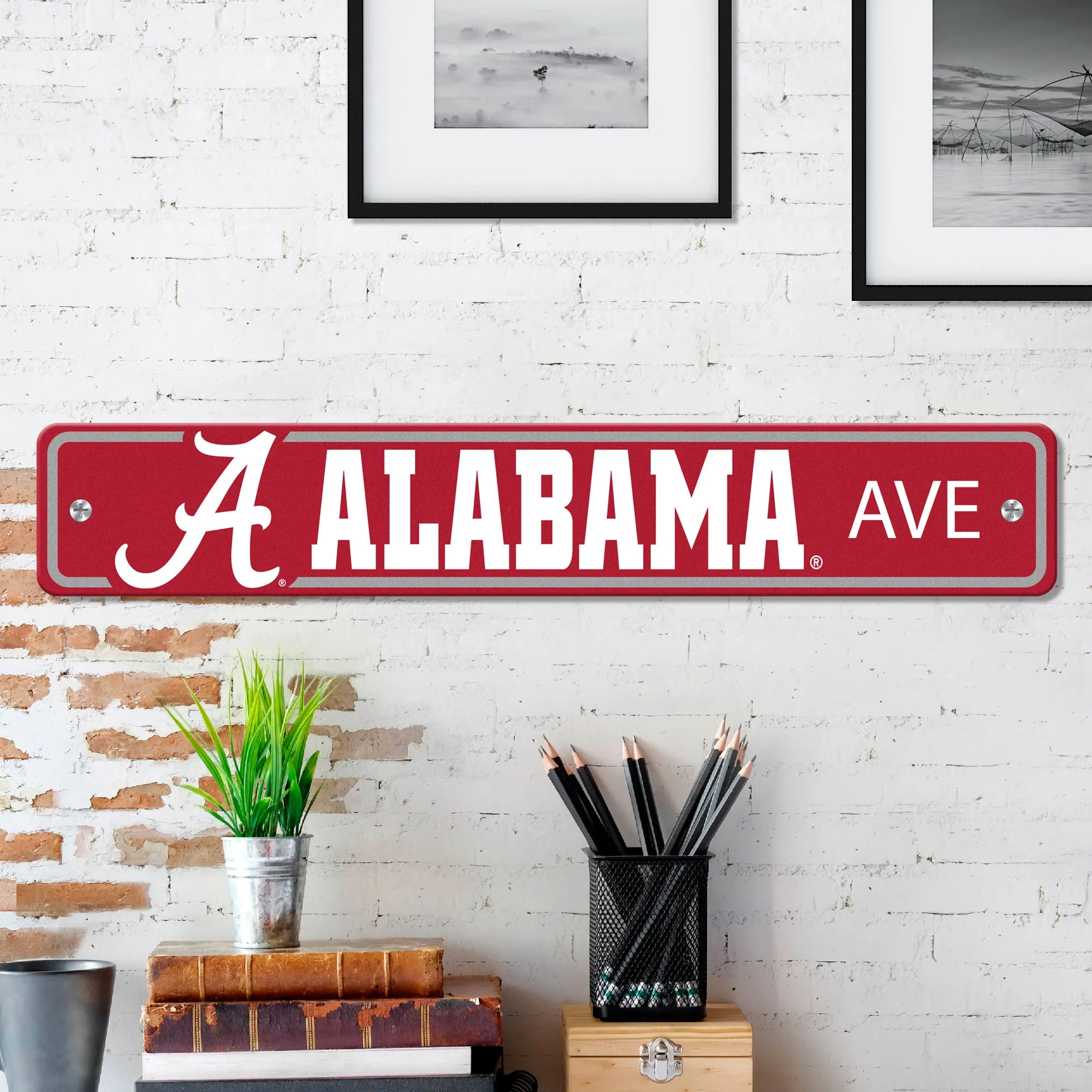 Alabama Crimson Tide Team Color Street Sign Décor 4in. X 24in. Lightweight