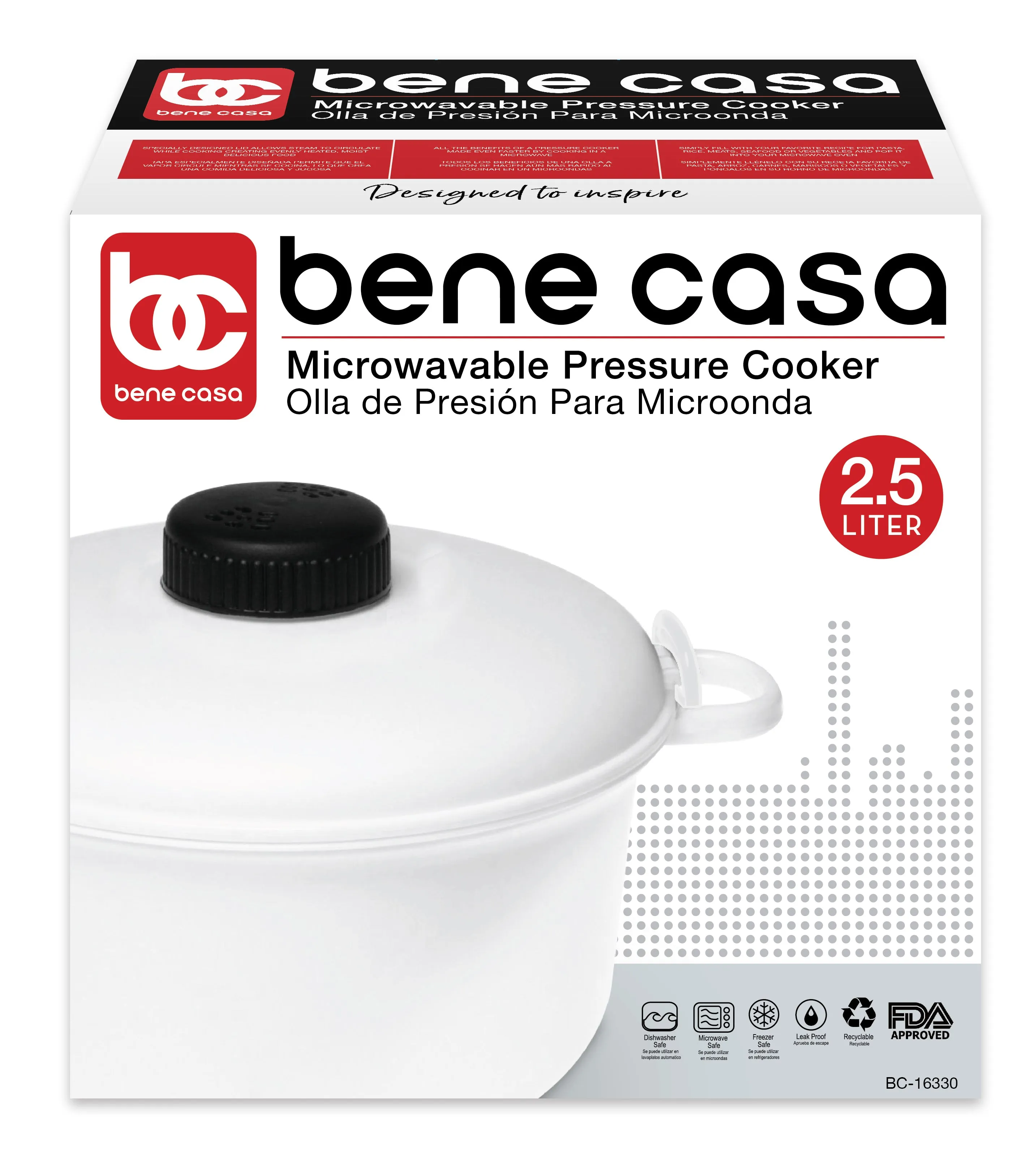 Bene Casa plastic microwave pressure cooker, easy clean, microwave safe