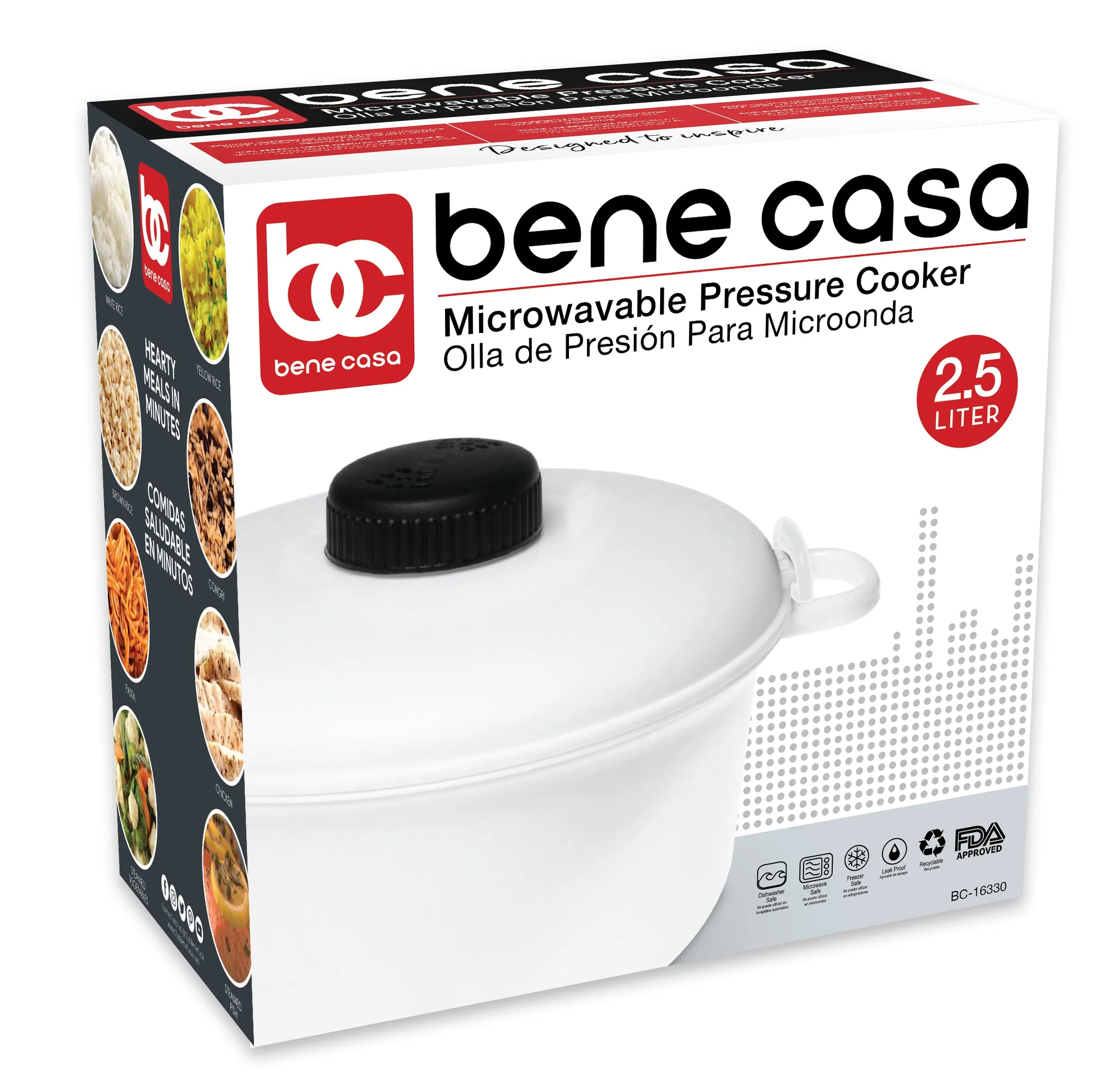 Bene Casa plastic microwave pressure cooker, easy clean, microwave safe