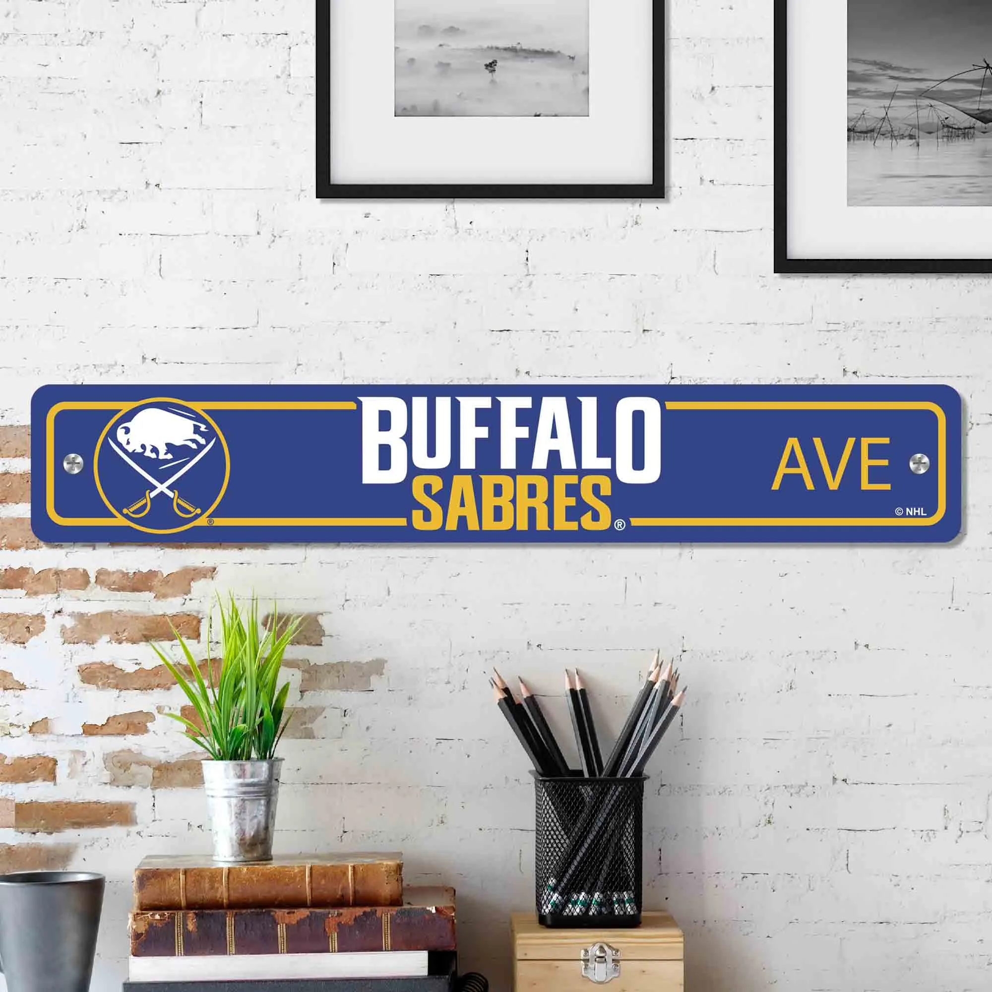 Buffalo Sabres Team Color Street Sign Décor 4in. X 24in. Lightweight