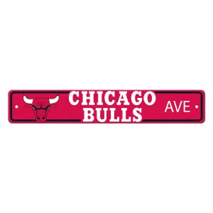 Chicago Bulls Team Color Street Sign Décor 4in. X 24in. Lightweight