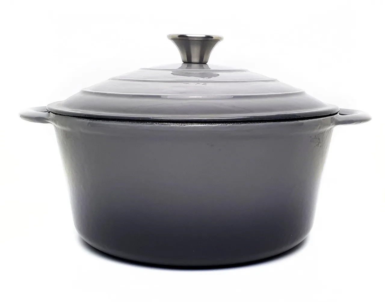 Classica Enamelled Round Cast Iron Casserole Grey - 26cm