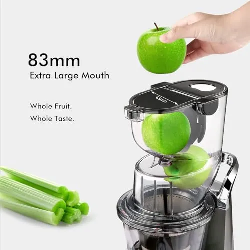 Cold Press Juicer Machine, Slow Masticating Juicer, Big Mouth 83mm Opening