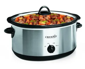 Crock-Pot 7 Quart Oval Manual Slow Cooker, Stainless Steel (SCV700-S-BR), Versatile Cookware for Large Families or Entertaining