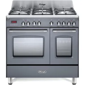 Delonghi DVTR906DFSLA Vintage 90cm Twin Cavity Dual Fuel Range Cooker, Slate [EX DISPALY AS NEW]