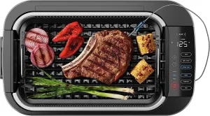 Electric Smokeless Indoor Grill, Non-Stick Cooking Surface, Adjustable Temperature Knob from Warm to Sear, Dishwasher Safe