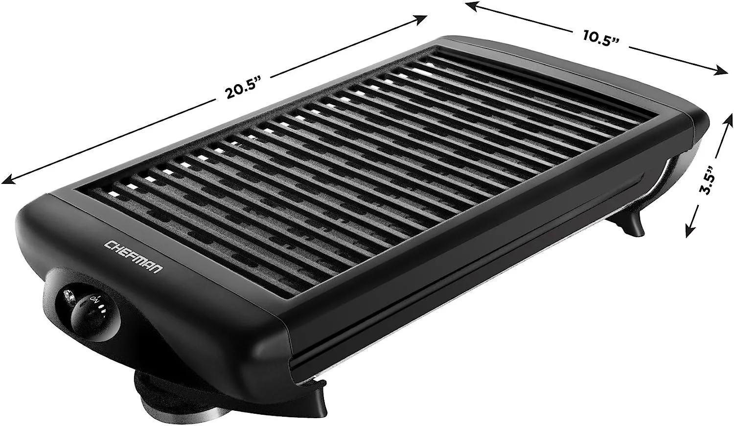 Electric Smokeless Indoor Grill, Non-Stick Cooking Surface, Adjustable Temperature Knob from Warm to Sear, Dishwasher Safe