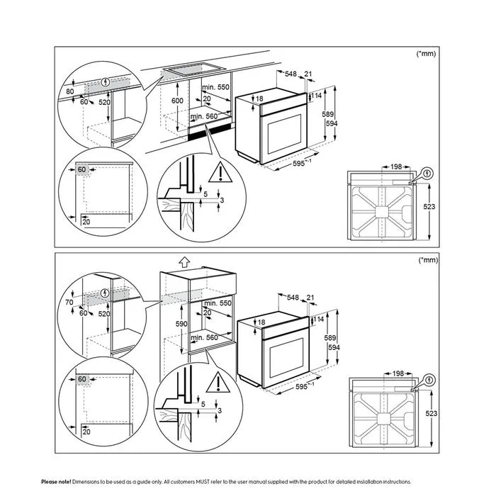 Electrolux KOHLH00XA Electric Oven Built In Stainless Steel 68.0L