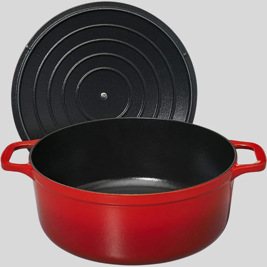 Enamelled Cast Iron Round Dutch Oven, Chilli Red