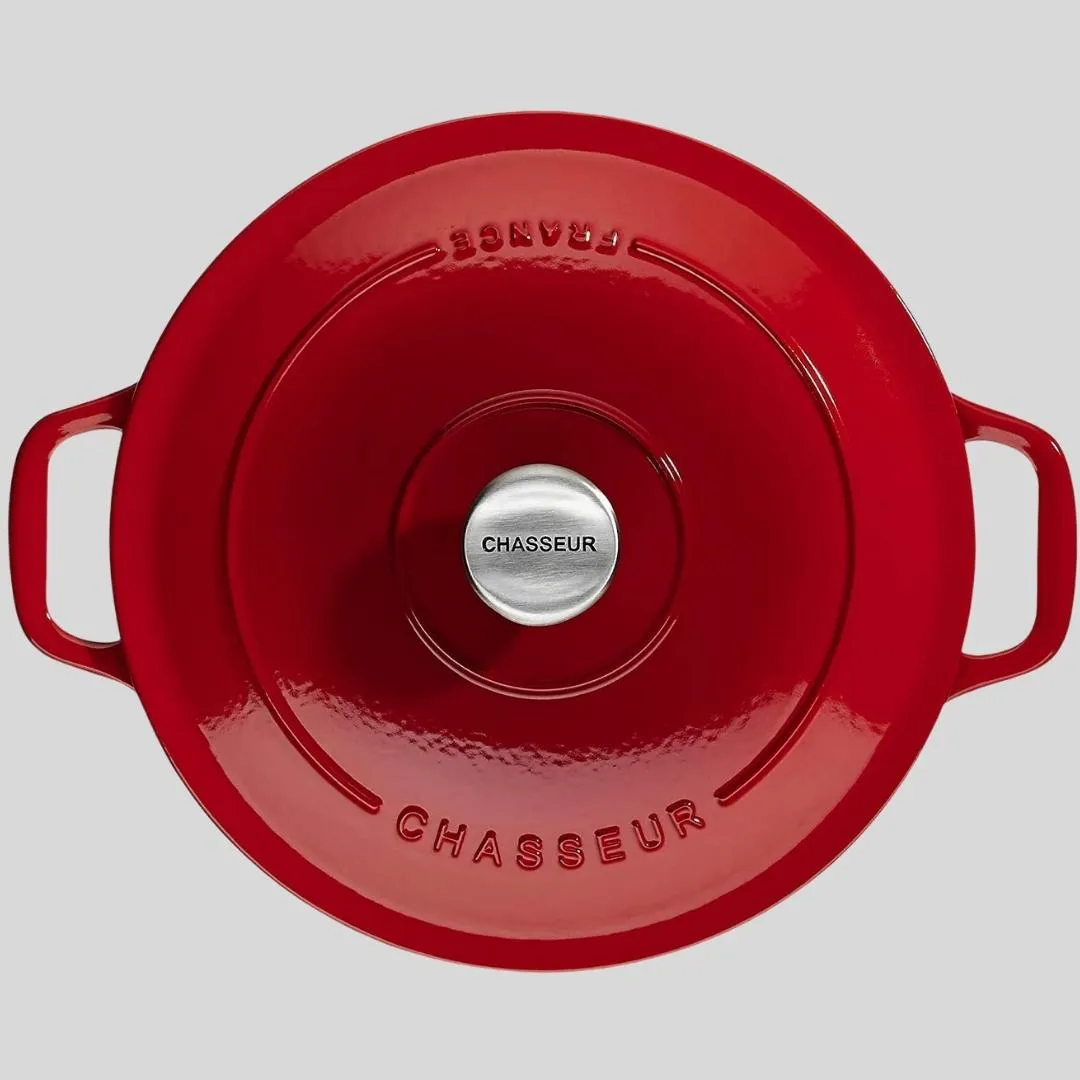 Enamelled Cast Iron Round Dutch Oven, Chilli Red