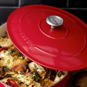 Enamelled Cast Iron Round Dutch Oven, Chilli Red