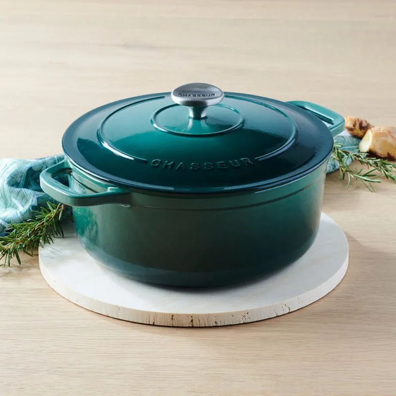 Enamelled Cast Iron Round Dutch Oven, Forest Green