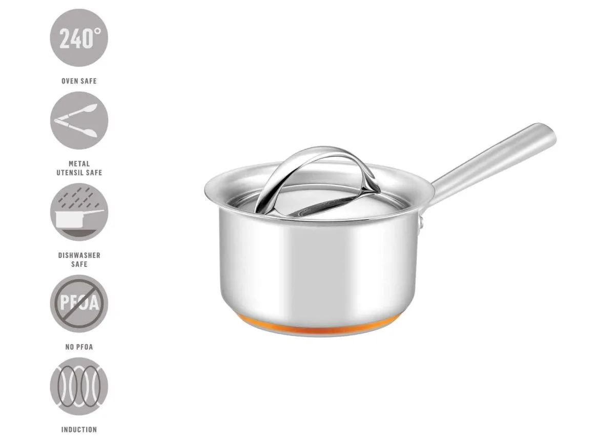 Essteele Per Vita Copper Base Stainless Steel Induction Covered Saucepan 14cm (1.2L)