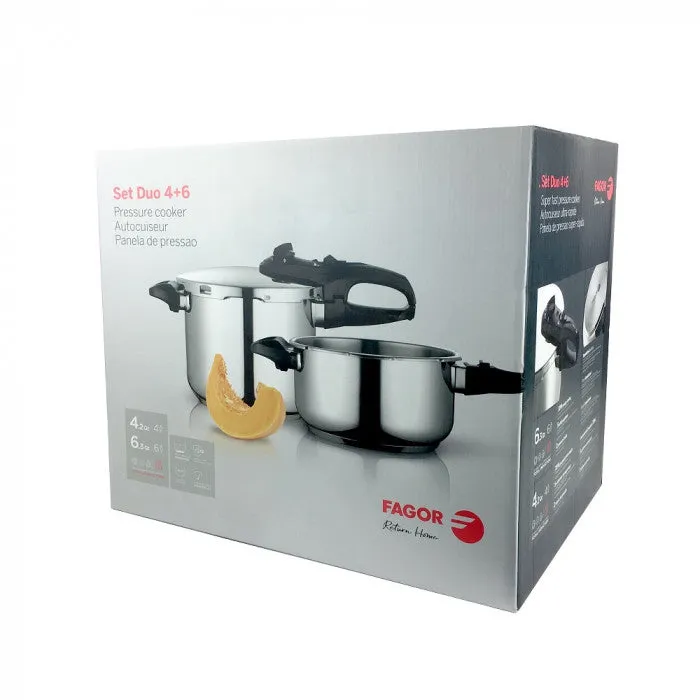 Fagor Duo Stainless Steel Pressure Cooker Combo Set 4l & 6l