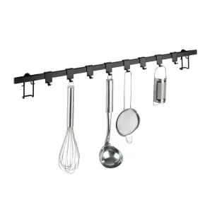 Gala 8 Hook Wall Mounted Utensil Rail Black