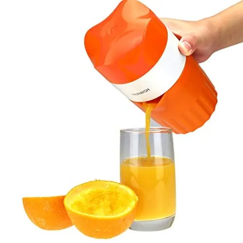 Hand Juicer Citrus Orange Squeezer Manual Lid Rotation Press Reamer for Lemon Lime Grapefruit with Strainer and Container, 2 Cups