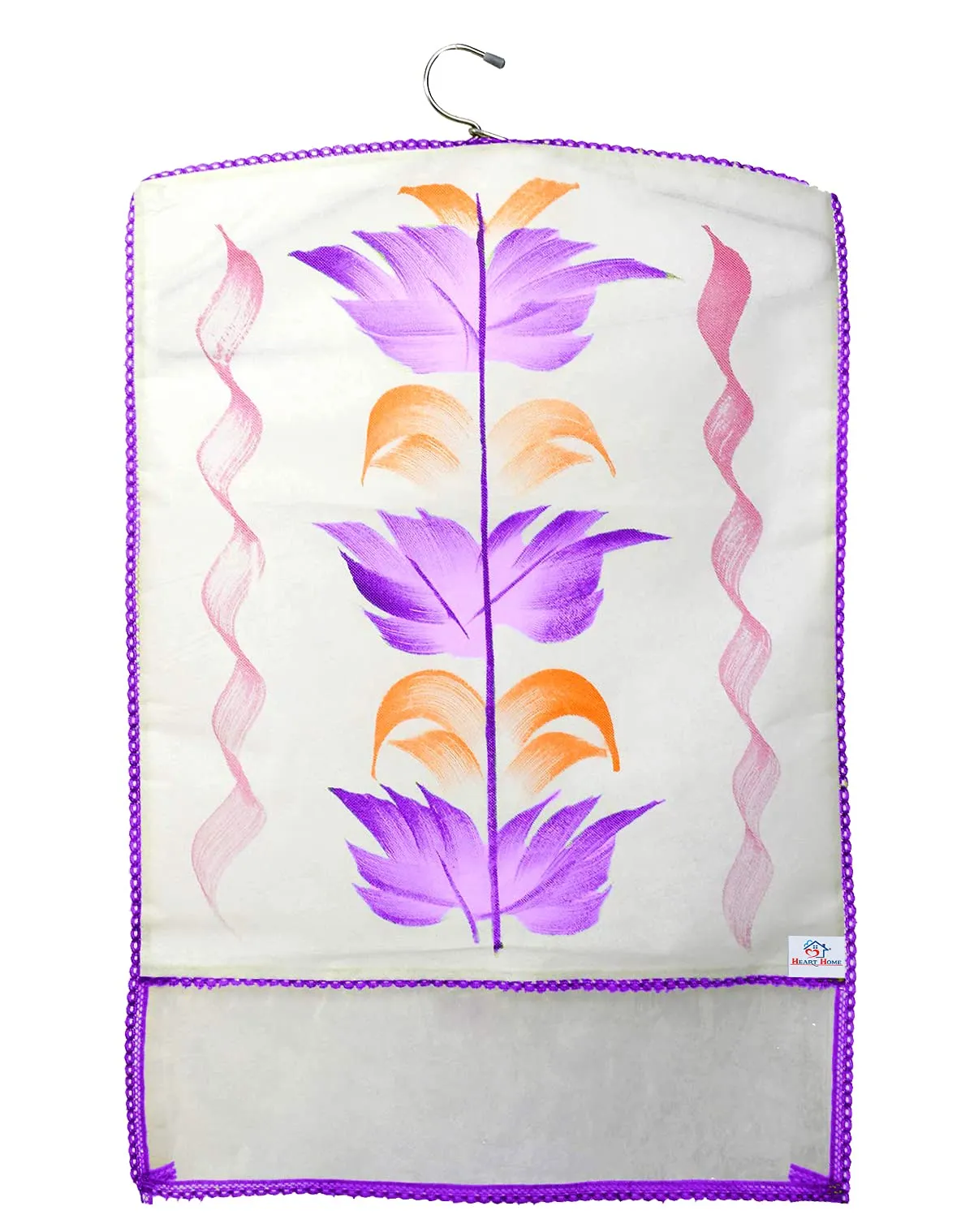 Heart Home Non Woven Hanging Saree Cover, Wardrobe Organizer, Closet Organizer, Saree & Garments Protector Cover With 1 Zipper Compartment on Back Side- Pack of 6 (Purple)-HS_38_HEARTH21511