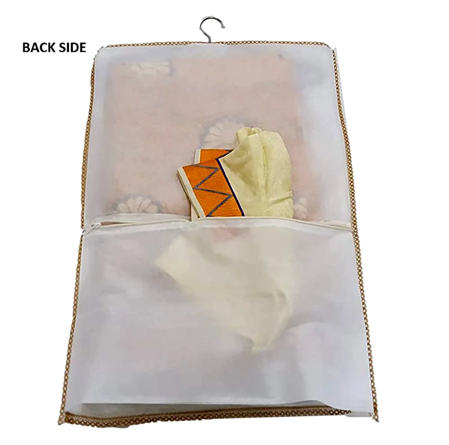 Heart Home Non Woven Hanging Saree Cover With 1 Zipper Compartment on Back Side- Pack of 6 (Pink)-HS_38_HEARTH21522