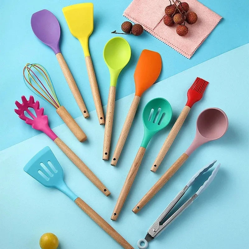 Importikaah Silicone Kitchenware Cooking Utensils Set: Heat Resistant Non-Stick Baking Tools