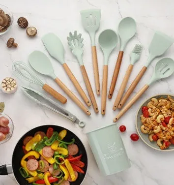 Importikaah Silicone Kitchenware Cooking Utensils Set: Heat Resistant Non-Stick Baking Tools