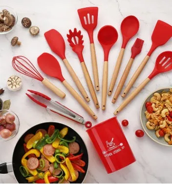 Importikaah Silicone Kitchenware Cooking Utensils Set: Heat Resistant Non-Stick Baking Tools