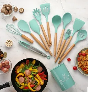 Importikaah Silicone Kitchenware Cooking Utensils Set: Heat Resistant Non-Stick Baking Tools