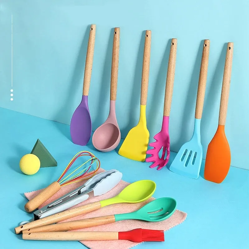 Importikaah Silicone Kitchenware Cooking Utensils Set: Heat Resistant Non-Stick Baking Tools