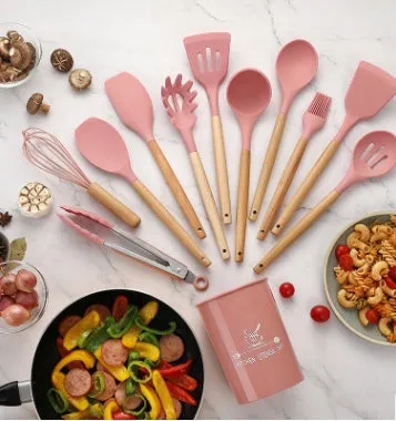 Importikaah Silicone Kitchenware Cooking Utensils Set: Heat Resistant Non-Stick Baking Tools