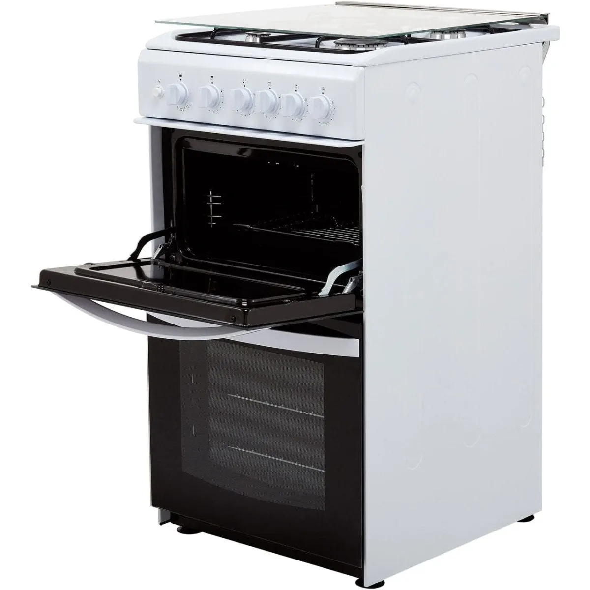 Indesit ID5G00KMWL 50cm Double Cavity Gas Cooker With Lid - White