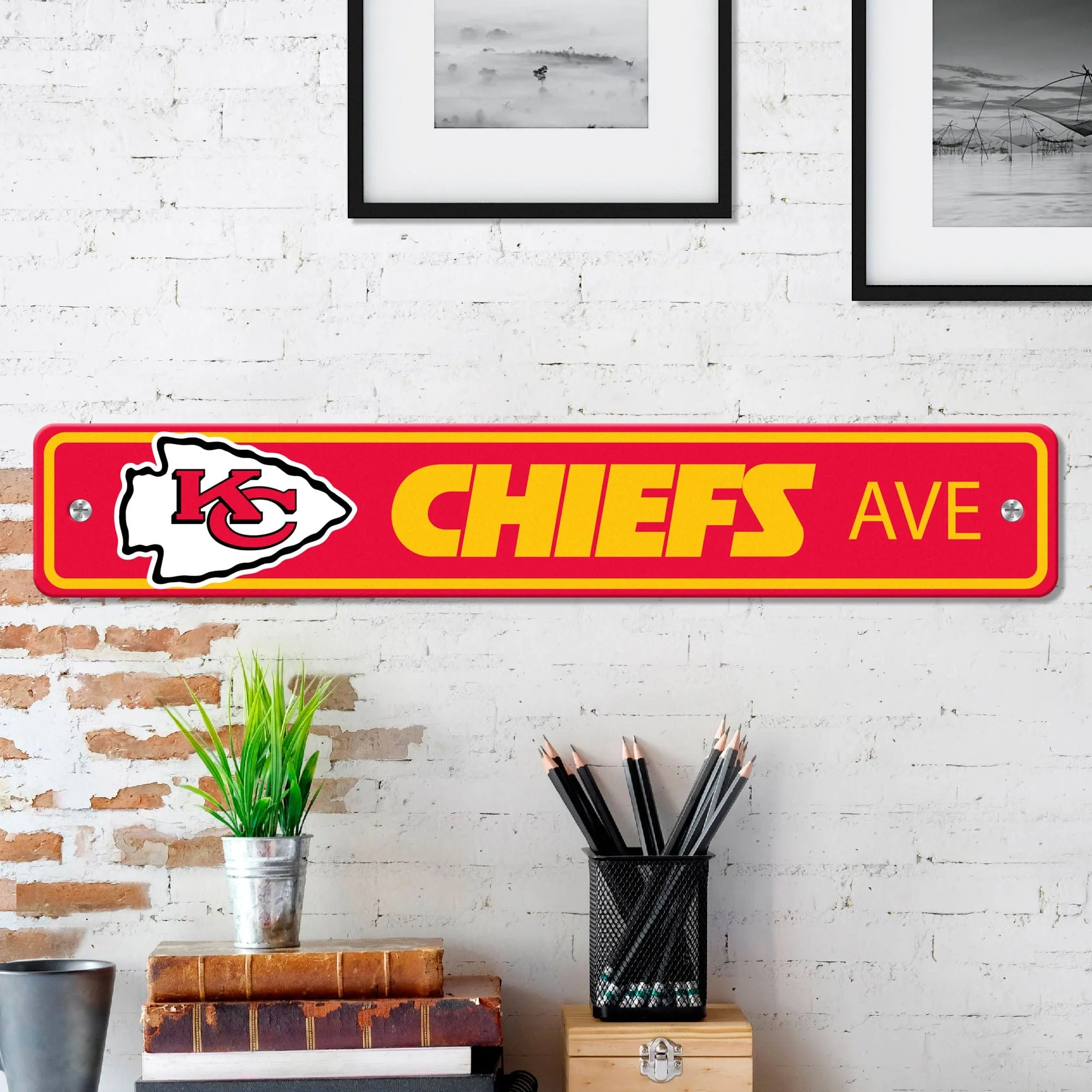 Kansas City Chiefs Team Color Street Sign Décor 4in. X 24in. Lightweight