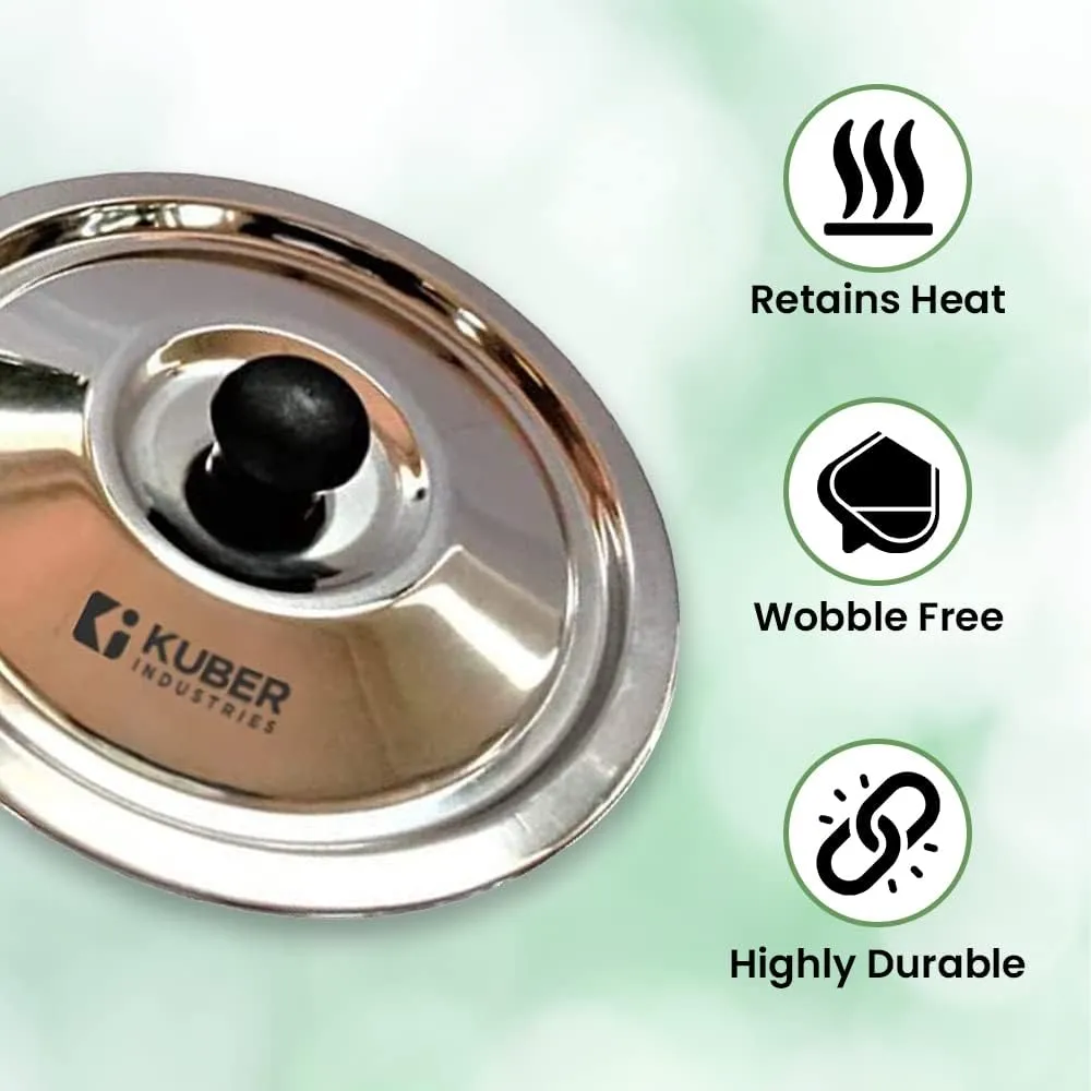 Kuber Industries Stainless Steel Multipurpose Lid with Knob | Sturdy Knob & Durable | Suitable for Pots, Pans, Kadhai, Tawa | Easy to Clean & Hold | Steel Cooking Lid Set of 3 (Pack of 3)