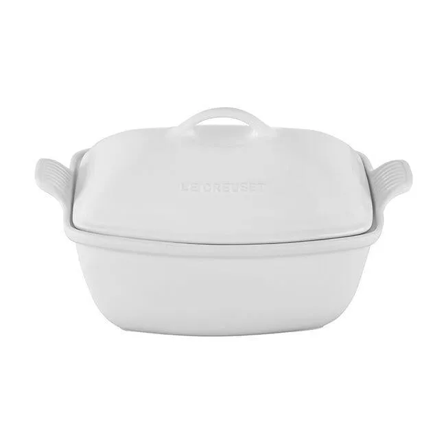 Le Creuset Heritage 4qt Deep Covered Rectangle Baker - White