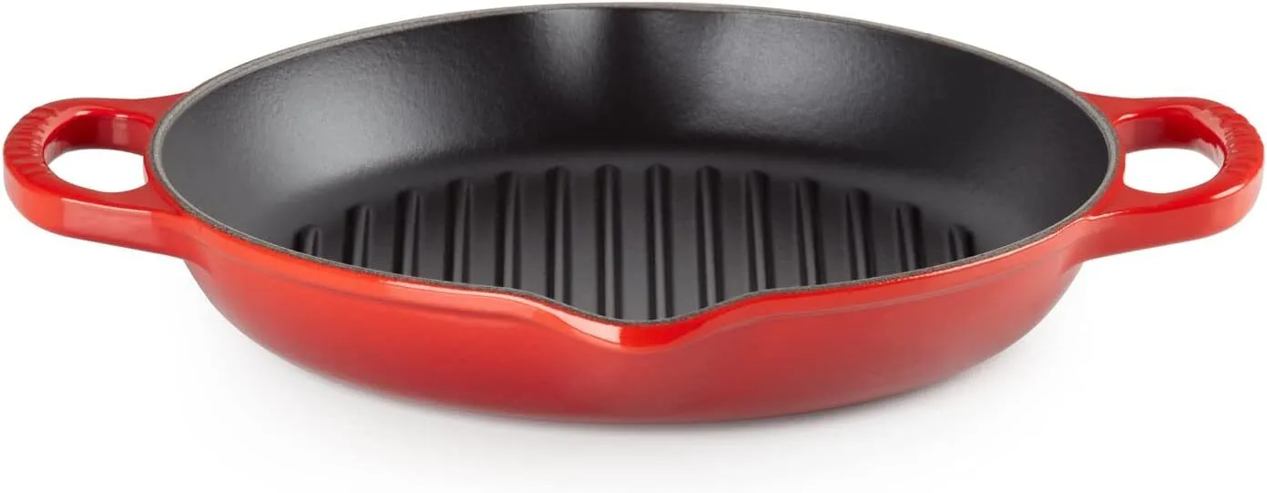 Le Creuset Signature 9.75" Deep Round Grill Pan - Cerise (Red)