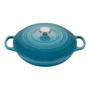 Le Creuset Signature Enameled Cast Iron Braiser with Stainless Steel Knob, 2.25-Quart, Caribbean